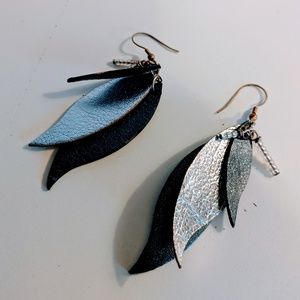 DaySpring Triple Leaf Leather Earrings